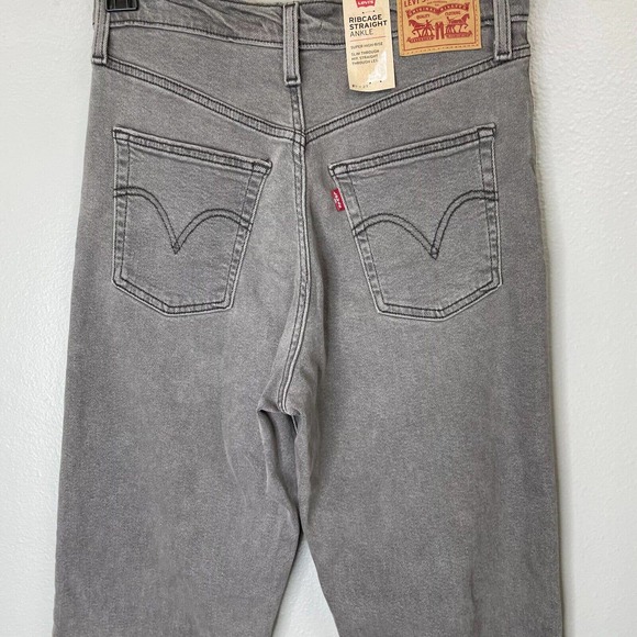 Levi's Ribcage Straight Ankle Womens 29x27 Light Wash Gray Denim High Rise New - Picture 6 of 11